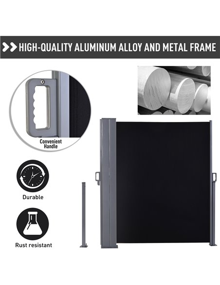 Outsunny 6 x 1.6 M Double Canopy Pull-Out Side Awning Sun Rain Outdoor Protection w/ Steel Frame Retractable Garden Privacy Home - pic 44415 | FastDaddyshop
