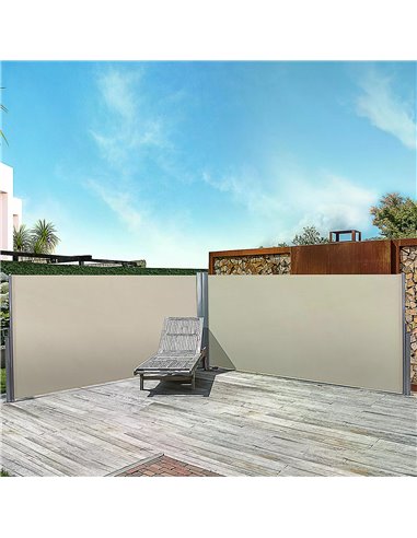 Outsunny Steel Frame Retractable Double Side Awning Beige 840-209V01CW