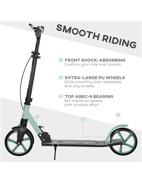 HOMCOM One-click Folding Kick Scooter for 14+ w/ Adjustable Handlebar, Push Scooter with Kickstand, Dual Brake System, Shock Abs - pic 4442 | FastDaddyshop