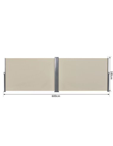Outsunny Steel Frame Retractable Double Side Awning Beige 840-209V01CW