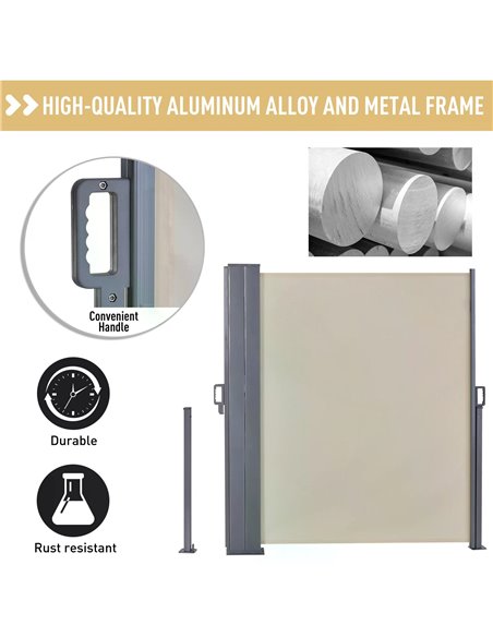 Outsunny Steel Frame Retractable Double Side Awning Beige 840-209V01CW - pic 44422 | FastDaddyshop