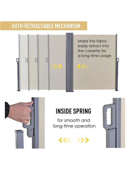 Outsunny Steel Frame Retractable Double Side Awning Beige 840-209V01CW - pic 44423 | FastDaddyshop