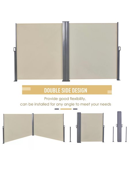 Outsunny Steel Frame Retractable Double Side Awning Beige 840-209V01CW - pic 44424 | FastDaddyshop