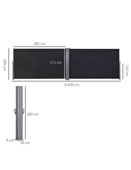 Outsunny 6 x 1.8M Steel Frame Retractable Double Side Awning, Grey 840-209V01CG - pic 44430 | FastDaddyshop