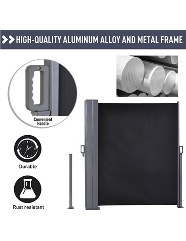 Outsunny Steel Frame Retractable Double Side Awning Grey 840-209V01CG