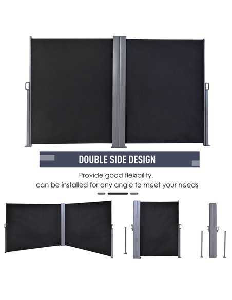 Outsunny Steel Frame Retractable Double Side Awning Grey 840-209V01CG - pic 44432 | FastDaddyshop