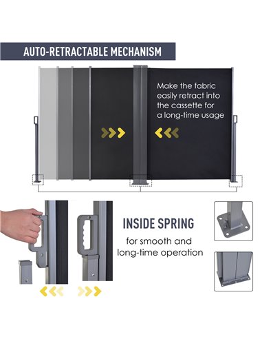 Outsunny Steel Frame Retractable Double Side Awning Grey 840-209V01CG