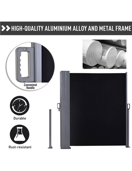 Outsunny Steel Frame Retractable Double-Sided Awning Black 840-209V01BK - pic 44442 | FastDaddyshop