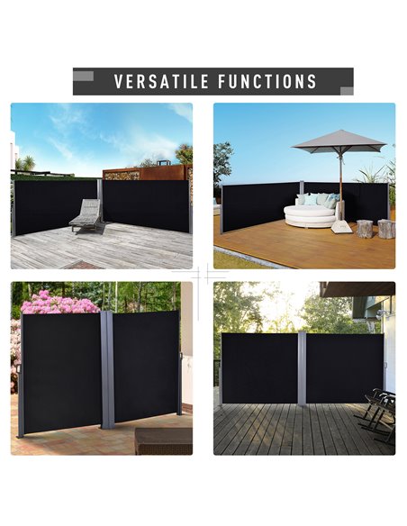 Outsunny Steel Frame Retractable Double-Sided Awning Black 840-209V01BK - pic 44443 | FastDaddyshop
