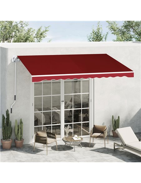 Outsunny 2.5mx2m Garden Patio Manual Retractable Awning, Dark Red 01-0136 - pic 44447 | FastDaddyshop