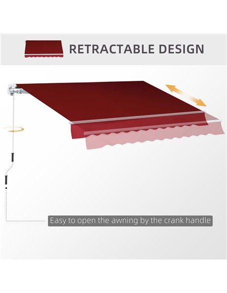 Outsunny Garden Patio Manual Retractable Sun Shade Patio Awning Outdoor Deck Canopy Shelter, 2.5mx2m (Dark Red) 01-0136 - pic 44453 | FastDaddyshop
