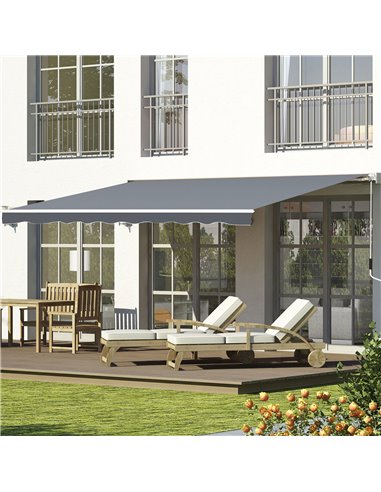 Outsunny 2.5m x 2m Garden Patio Manual Awning, Grey 840-204