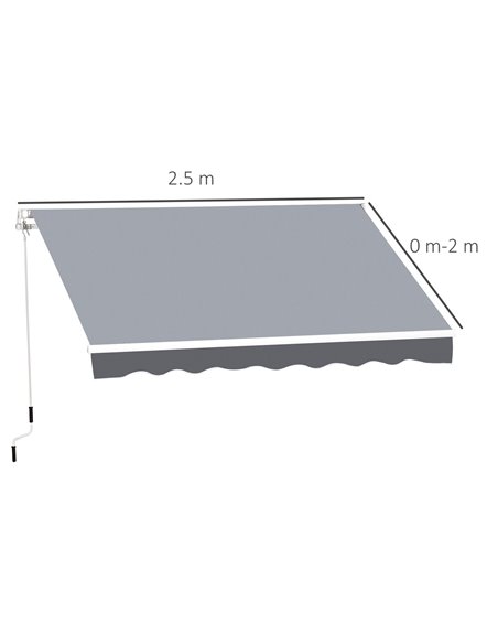 Outsunny 2.5m x 2m Garden Patio Manual Awning Canopy Sun Shade Shelter Retractable with Winding Handle Grey 840-204 - pic 44457 | FastDaddyshop