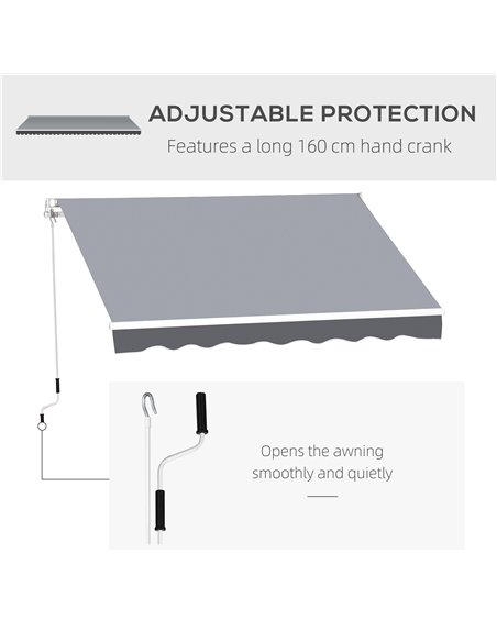 Outsunny 2.5m x 2m Garden Patio Manual Awning Canopy Sun Shade Shelter Retractable with Winding Handle Grey 840-204 - pic 44459 | FastDaddyshop