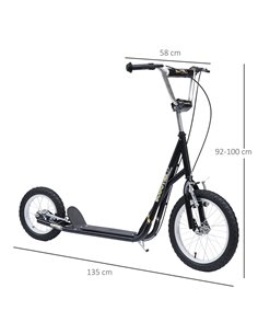 HOMCOM Teen Scooter Push Kick Scooters for Kids with Rubber Wheels Adjustable Handlebar Front Rear Dual Brakes Kickstand, for 5+ 2