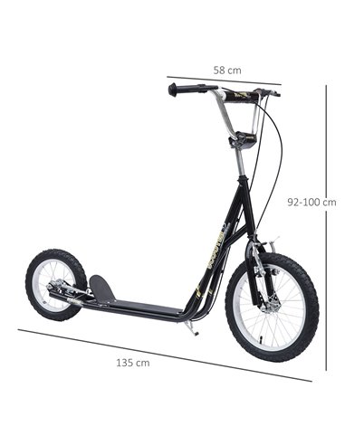 HOMCOM Teen Scooter Push Kick Scooters for Kids with Rubber Wheels Adjustable Handlebar Front Rear Dual Brakes Kickstand, for 5+