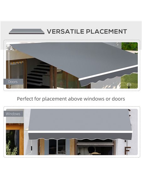 Outsunny 2.5m x 2m Garden Patio Manual Awning Canopy Sun Shade Shelter Retractable with Winding Handle Grey 840-204 - pic 44460 | FastDaddyshop