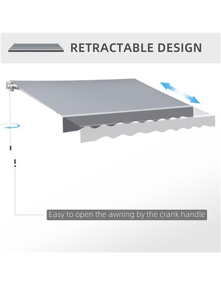Outsunny 2.5m x 2m Garden Patio Manual Awning Canopy Sun Shade Shelter Retractable with Winding Handle Grey 840-204 - pic 44462 | FastDaddyshop