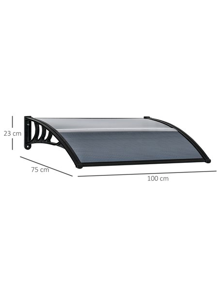 Outsunny Door Canopy Awning Outdoor Window Rain Shelter Cover for Front/Back Door Porch Black 100 x 80cm B70-051V01BK - pic 44466 | FastDaddyshop