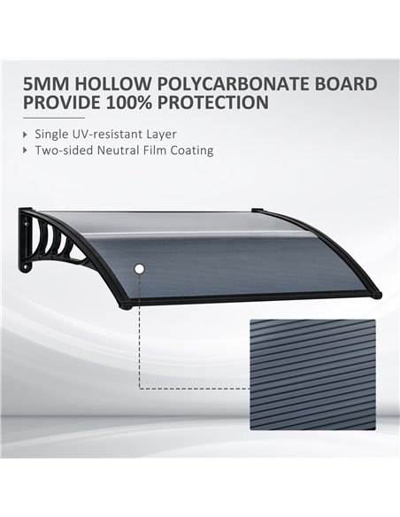 Outsunny Door Canopy Awning Outdoor Window Rain Shelter Cover for Front/Back Door Porch Black 100 x 80cm B70-051V01BK - pic 44467 | FastDaddyshop