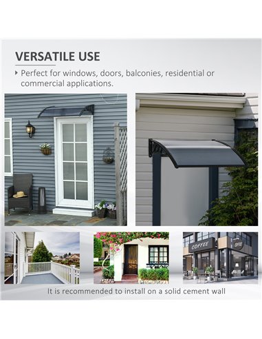 Outsunny Door Canopy Awning Outdoor Window Rain Shelter Cover for Front/Back Door Porch Black 100 x 80cm B70-051V01BK
