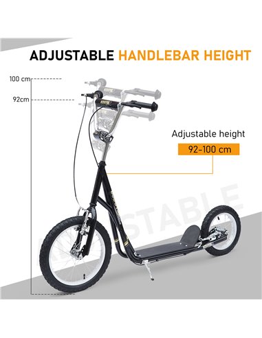 HOMCOM Teen Scooter Push Kick Scooters for Kids with Rubber Wheels Adjustable Handlebar Front Rear Dual Brakes Kickstand, for 5+