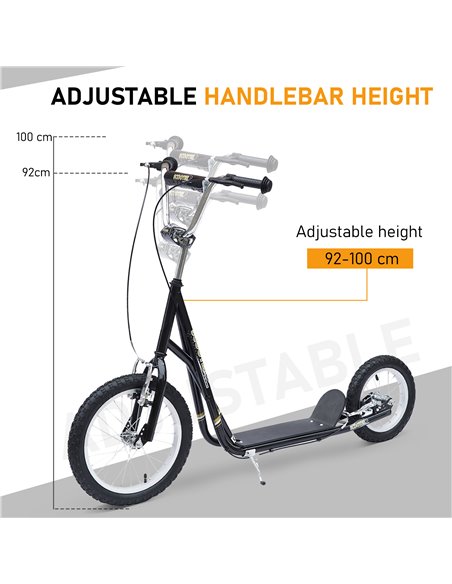 HOMCOM Teen Scooter Push Kick Scooters for Kids with Rubber Wheels Adjustable Handlebar Front Rear Dual Brakes Kickstand, for 5+ - pic 4447 | FastDaddyshop