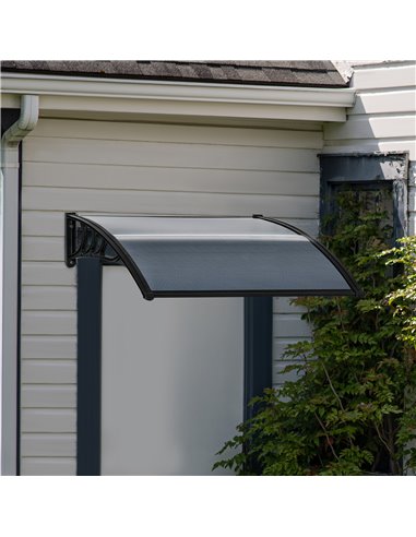 Outsunny Door Canopy Awning Outdoor Window Rain Shelter Cover for Front/Back Door Porch Black 100 x 80cm B70-051V01BK