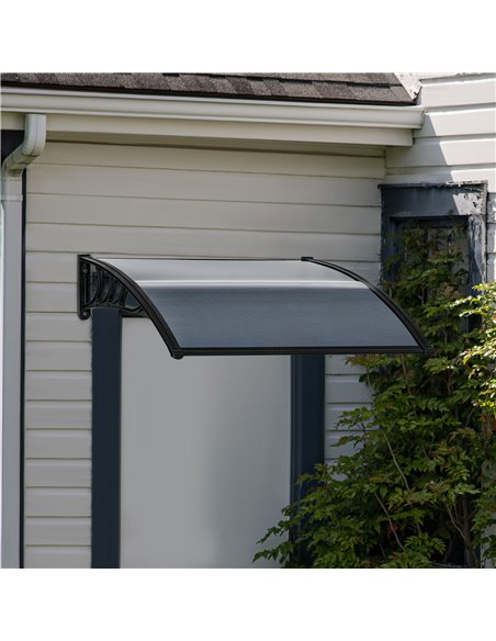 Outsunny Door Canopy Awning Outdoor Window Rain Shelter Cover for Front/Back Door Porch Black 100 x 80cm B70-051V01BK - pic 44470 | FastDaddyshop