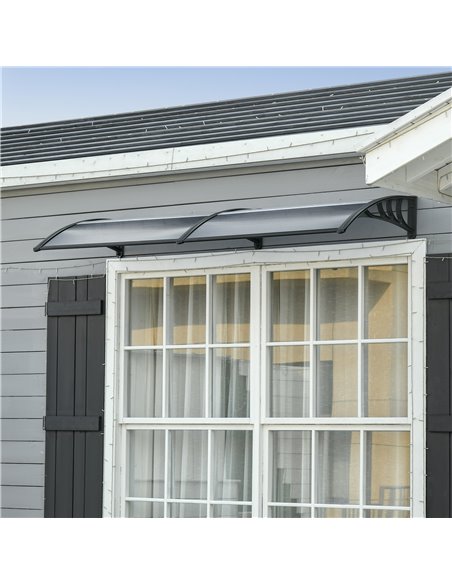 Outsunny 200 x 75cm Outdoor Window Rain Shelter Cover, Black B70-051BK - pic 44483 | FastDaddyshop