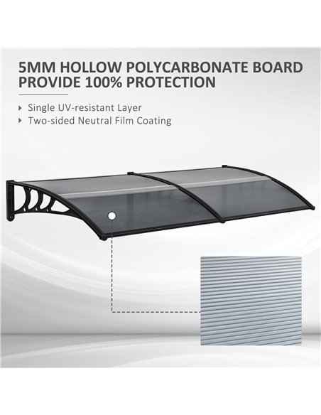 Outsunny Door Canopy Awning Outdoor Window Rain Shelter Cover for Front/Back Door Porch Black 200 x 75cm B70-051BK - pic 44485 | FastDaddyshop