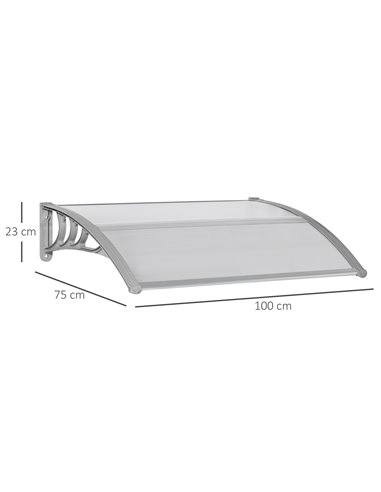 Outsunny Door Canopy Awning Outdoor Window Rain Shelter Cover for Front/Back Door Porch Clear 100 x 80cm B70-051V01