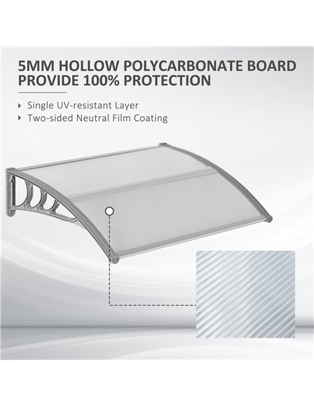 Outsunny Door Canopy Awning Outdoor Window Rain Shelter Cover for Front/Back Door Porch Clear 100 x 80cm B70-051V01 - pic 44494 | FastDaddyshop