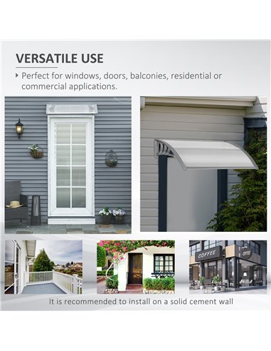 Outsunny Door Canopy Awning Outdoor Window Rain Shelter Cover for Front/Back Door Porch Clear 100 x 80cm B70-051V01