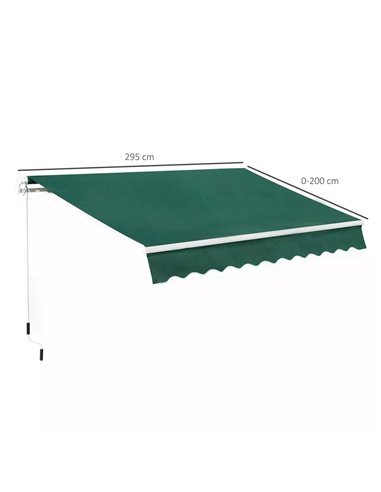 Outsunny 3 x 2m Garden Patio Awning Canopy Shelter, Green 840-149V01GN