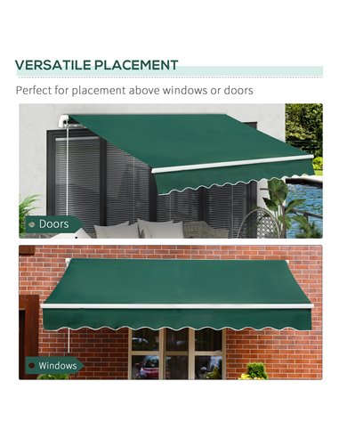 Outsunny Awnings for Patio Awning Canopy Shelter Garden Sun Shade UV Blocker Light Weight Aluminium Frame w/ Hand Crank 3 x 2m G