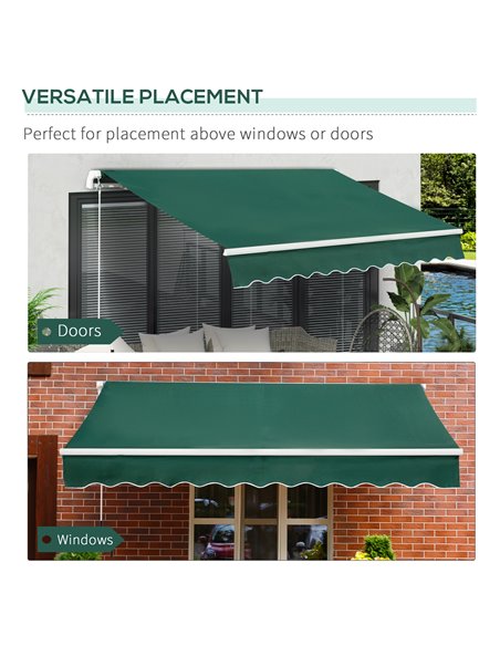 Outsunny Awnings for Patio Awning Canopy Shelter Garden Sun Shade UV Blocker Light Weight Aluminium Frame w/ Hand Crank 3 x 2m G - pic 44504 | FastDaddyshop