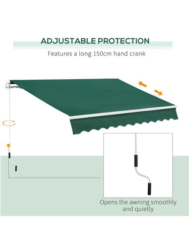 Outsunny Awnings for Patio Awning Canopy Shelter Garden Sun Shade UV Blocker Light Weight Aluminium Frame w/ Hand Crank 3 x 2m G
