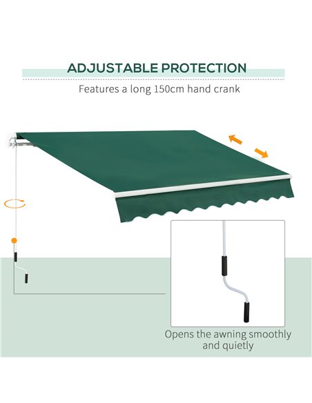 Outsunny Awnings for Patio Awning Canopy Shelter Garden Sun Shade UV Blocker Light Weight Aluminium Frame w/ Hand Crank 3 x 2m G - pic 44505 | FastDaddyshop