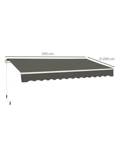 Outsunny Window Awning Canopy Garden Outdoor Shelter Patio Sun Shade UV Blocker Light Weight Aluminium Frame w/ Hand Crank 3 x 2