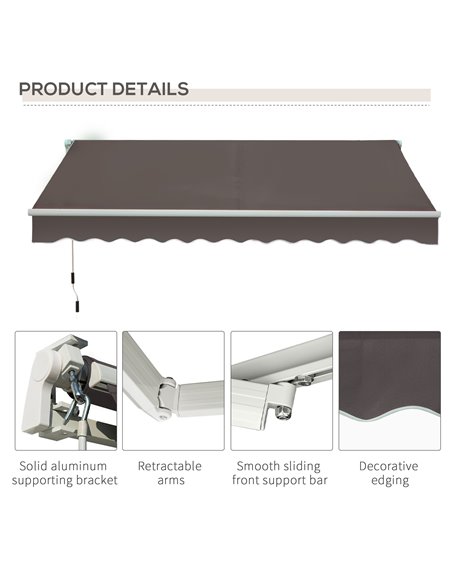 Outsunny Window Awning Canopy Garden Outdoor Shelter Patio Sun Shade UV Blocker Light Weight Aluminium Frame w/ Hand Crank 3 x 2 - pic 44512 | FastDaddyshop