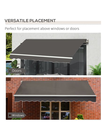 Outsunny Window Awning Canopy Garden Outdoor Shelter Patio Sun Shade UV Blocker Light Weight Aluminium Frame w/ Hand Crank 3 x 2 - pic 44513 | FastDaddyshop