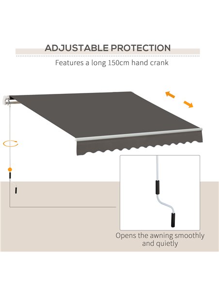 Outsunny Window Awning Canopy Garden Outdoor Shelter Patio Sun Shade UV Blocker Light Weight Aluminium Frame w/ Hand Crank 3 x 2 - pic 44515 | FastDaddyshop