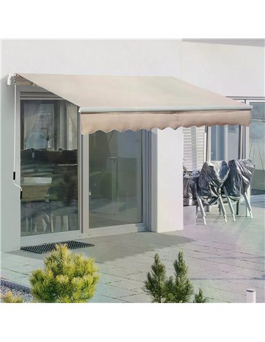 Outsunny 3 x 2m Window Awning Canopy Garden Outdoor Shelter, Beige 840-149V01BG
