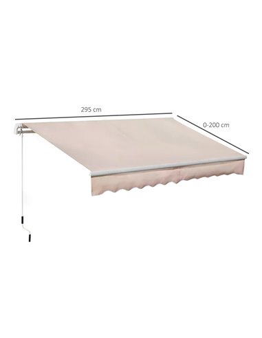 Outsunny Window Awning Canopy Garden Outdoor Shelter Patio Sun Shade UV Blocker Light Weight Aluminium Frame w/ Hand Crank 3 x 2