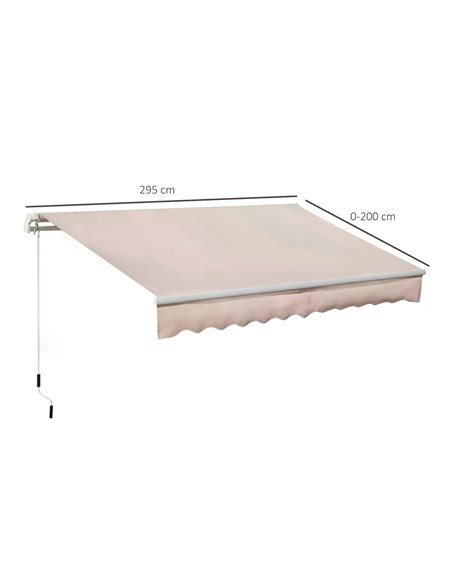 Outsunny Window Awning Canopy Garden Outdoor Shelter Patio Sun Shade UV Blocker Light Weight Aluminium Frame w/ Hand Crank 3 x 2 - pic 44520 | FastDaddyshop