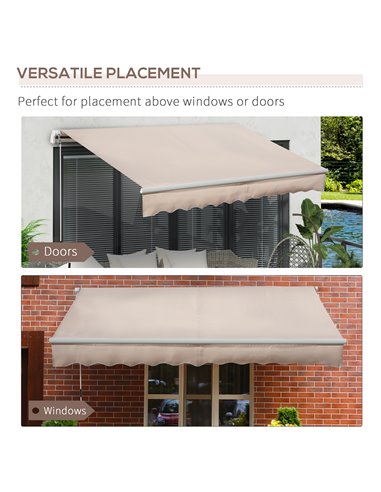 Outsunny Window Awning Canopy Garden Outdoor Shelter Patio Sun Shade UV Blocker Light Weight Aluminium Frame w/ Hand Crank 3 x 2