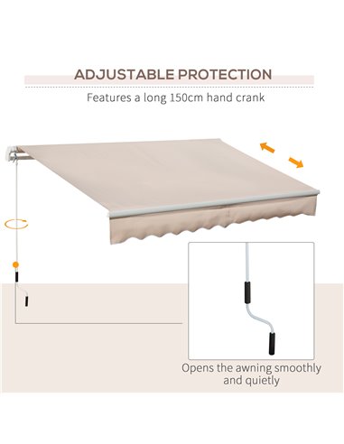 Outsunny Window Awning Canopy Garden Outdoor Shelter Patio Sun Shade UV Blocker Light Weight Aluminium Frame w/ Hand Crank 3 x 2