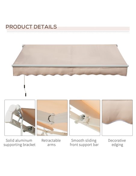 Outsunny Window Awning Canopy Garden Outdoor Shelter Patio Sun Shade UV Blocker Light Weight Aluminium Frame w/ Hand Crank 3 x 2 - pic 44524 | FastDaddyshop