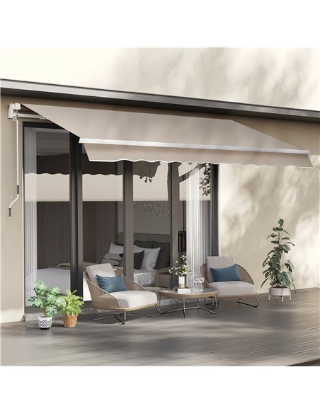 Outsunny 3.5M x 2.5M Manual Awning Canopy Retractable Sun Shade Shelter Winding Handle for Garden Patio Beige 840-174V01CW - pic 44528 | FastDaddyshop